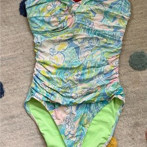 Lilly Pulitzer Pastel Floral One-Piece Swimsuit in Blue, Green & Pink